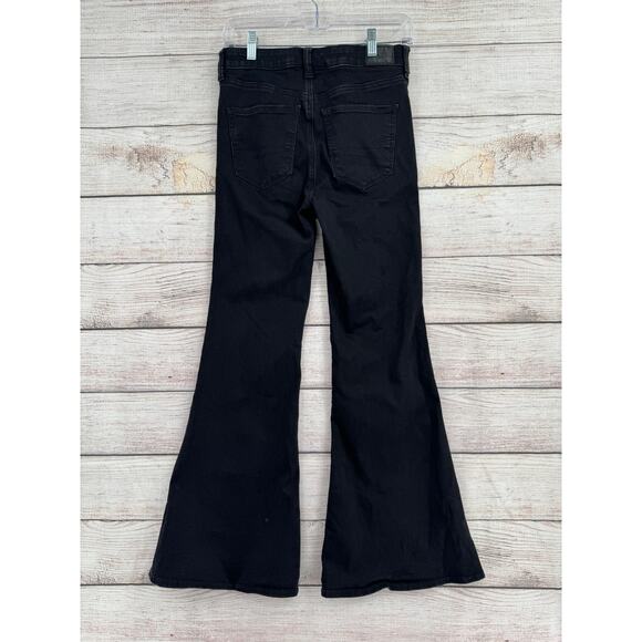 American Eagle Button Fly Festival Flare Jeans Womens 6 Regular Black Stretch - Picture 2 of 12
